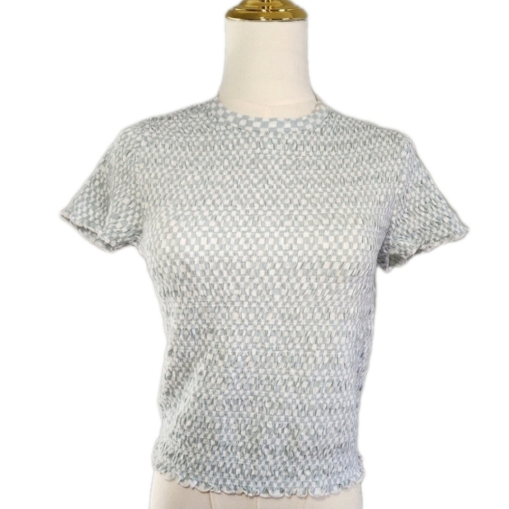 Smocked Hey Baby Crop Top Casual Tee American Eagle Cotton Shirt Size L